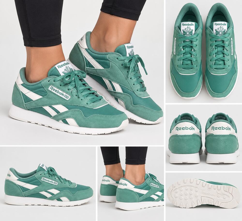 Reebok Classic Nylon Women’s Sneakers Green/White Size 8.5 NWT